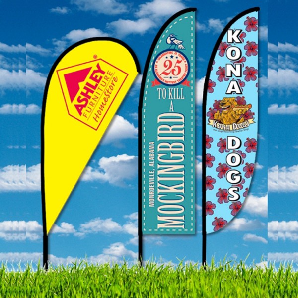 Zoom 4 Feather Flag w/ Stand - 13ft Double Sided Graphic