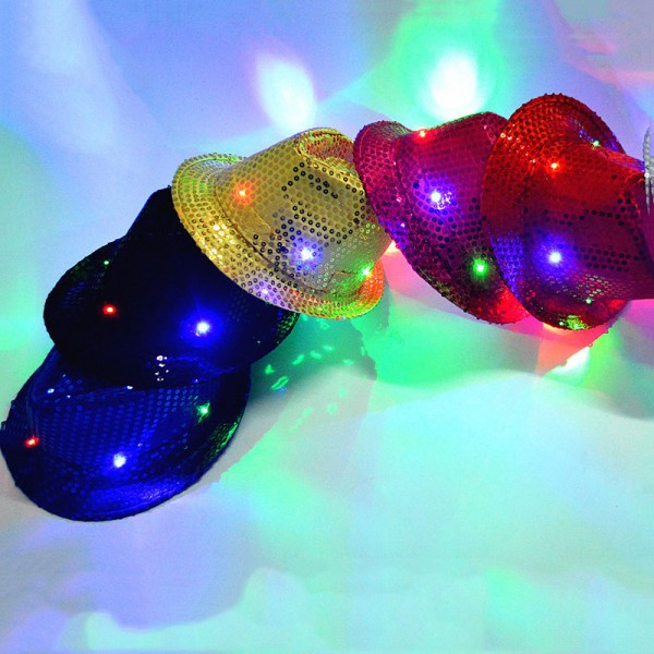 Custom Shiny Green Fedora Hat w/ Flashing Lights