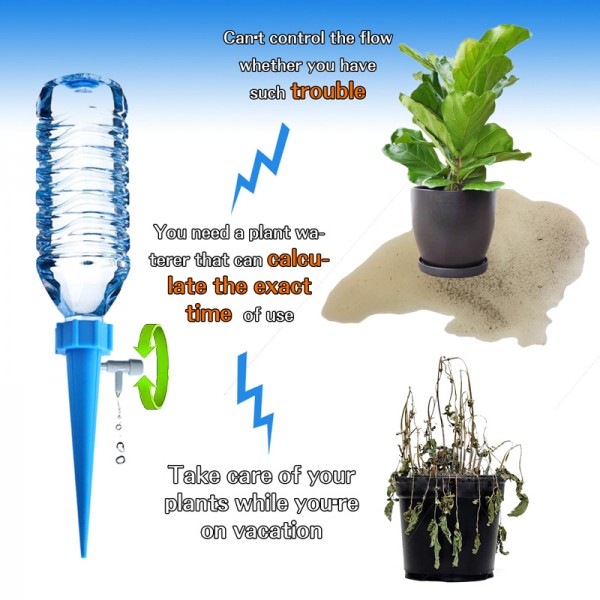  Automatic Self-Watering Device Spikes Flower Plant Irrigation Tool Adjustable Water Spray Tips
