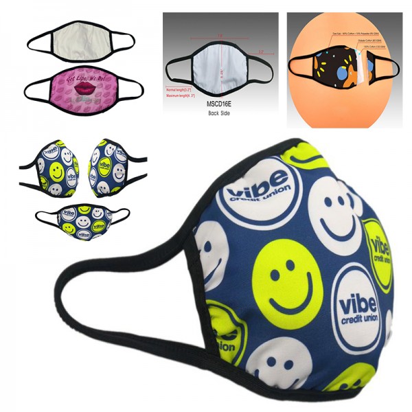 Economy 3-Layer Safety Face Mask w/  w/ Adjustable Ear Loop Custom Imprint Reusable
