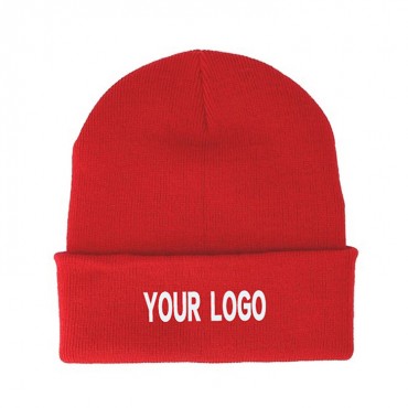  Embroidered Knitted Beanie Cap with Cuff 